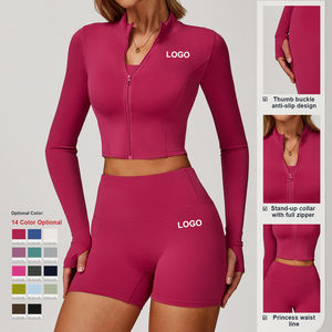 <span class=keywords><strong>Veste</strong></span> personnalisée de haute qualité à fermeture éclair pour la course à pied en plein air <span class=keywords><strong>veste</strong></span> de yoga fitness à manches longues <span class=keywords><strong>veste</strong></span> pour femmes vêtements de yoga à séchage rapide - Product Image 3