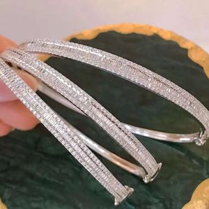 Xinfly Tarnish Free Waterproof Vintage 1.2ct. T.w. Natural Diamond Stackable <b>Bangle</b> <b>Bracelet</b> in 18kt White Gold - Product Image 3