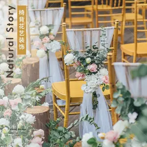 Bouquet da sposa fatto in casa 2 in 1 fiore di seta decorazioni floreali artificiali sedia schienale fiore sedia cravatta