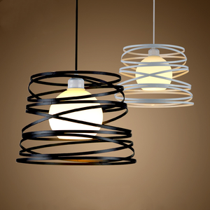 Barra de hierro jaula de alambre decoración anillo moderno colgante led <span class=keywords><strong>E27</strong></span> lámpara colgante - Product Image 2