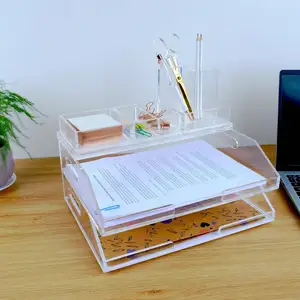 Custom Clear A4 Paper Tray Acrylic Stackable Letter Tray Desk Organizer