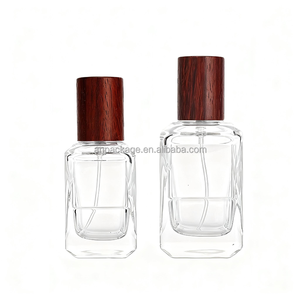 <span class=keywords><strong>Atomizador</strong></span> de Perfume de Vidrio Transparente de Primera Calidad de 30 ml y 50 ml, Forma Cuadrada con Tapa de Madera de Palisandro, Ideal para Envases de Perfumes de Lujo y Regalos - Product Image 1