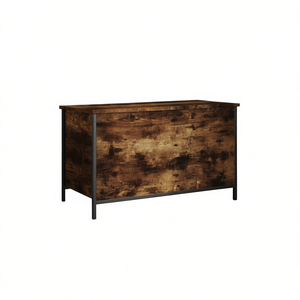 Compact Storage Bench Smoked <b>Oak</b> Engineered Wood Metal <b>Frame</b> Rustic Design Bedroom Furniture Home Use - Product Image 1