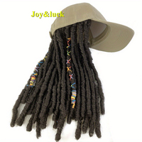 Perruque tressée synthétique de 18 pouces pour femme, style dreadlocks, couleur kaki, avec chapeau réglable pour usage quotidien en extérieur