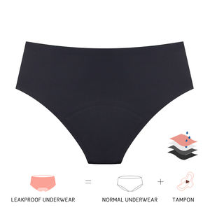 Vente en Gros <span class=keywords><strong>Lingerie</strong></span> Tendance Personnalisée pour Femme et Ado Culotte Menstruelle Noire en Coton - Product Image 4