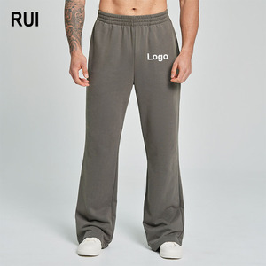 RUIQUWIN <b>Wholesale</b> Men's Casual Solid Color <b>Flared</b> <b>Sweatpants</b> Custom Logo Breathable Lightweight Canvas Training Gym Wear - Product Image 1