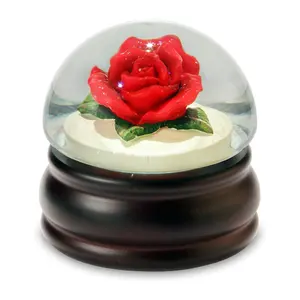 Customized Snow Ball Blue Flowers Floral Exclusive Forget-Me-Not With Musical Light Flower Snow Globe