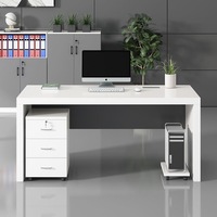 Bureau d'angle incurvé minimaliste moderne avec bibliothèque, bureau d'ordinateur individuel en mélamine, mobilier de bureau domestique