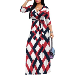 Plus Size Clothing for Women Boho Floral Long Maxi Dress 3/4 Sleeve Boho Beach Empire Waist Big Swing Hip Circle Elegant Dresses - Product Image 2