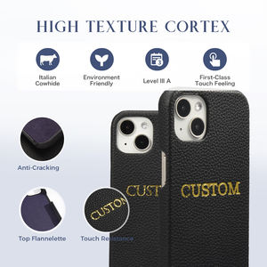 Étui de téléphone en cuir véritable avec lettres personnalisées pour Iphone 15 <span class=keywords><strong>pro</strong></span> 15 <span class=keywords><strong>pro</strong></span> max étui de téléphone portable personnalisé nouvel arrivage - Product Image 5