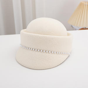 Chapeau d'équitation en laine J23, fedora en feutre, béret britannique pour femmes, automne-hiver, double bord, casquette de chevalier - Product Image 1