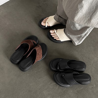 Sandales compensées pour femmes en cuir véritable, respirantes, à bout ouvert, à enfiler, tendance mode estivale