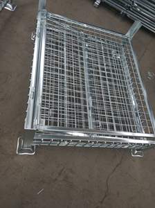 4-Strato pesante pieghevole in acciaio Pallet <span class=keywords><strong>Rack</strong></span> impilabile rete metallica gabbia metallica per magazzino di stoccaggio pieghevole Pallet <span class=keywords><strong>Rack</strong></span> di stoccaggio - Product Image 6