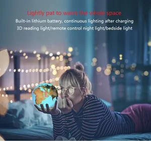 Amazon heißer Verkauf führte 3d Erd lampe mit Touch-Fernbedienung führte 3d Nachtlicht lampe