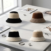 Chapeau Bob en Peluche pour Adultes Femme Automne Hiver Style Japonais Polyvalent Amincissant le Visage Décontracté Style Coréen Tricoté Surdimensionné