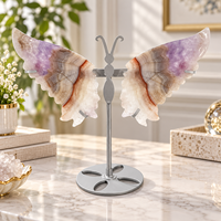 Ornement en cristal d'agate améthyste de 13 cm en forme d'ailes de papillon, pierre naturelle, décoration d'intérieur, cadeau