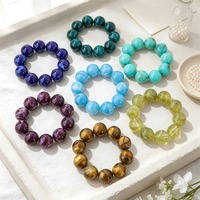 Bracelet extensible en perles rondes en acrylique couleur bonbon 20 mm, style années 70-80, en plastique élastique, pour femmes et hommes, bijoux de fête