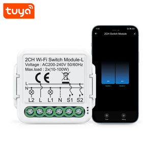 Módulo de Interruptor Inteligente Wifi Tuya de 2 Canales, Sin Necesidad de Cable Neutro, 100-240V, Mini Interruptor de Luz, Compatible con Alexa y <span class=keywords><strong>Google</strong></span> <span class=keywords><strong>Home</strong></span> PST-S02-L - Product Image 3