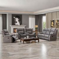 Ensemble de canapés modulaires européens inclinables confortables avec chauffage, en cuir synthétique luxueux et coloré