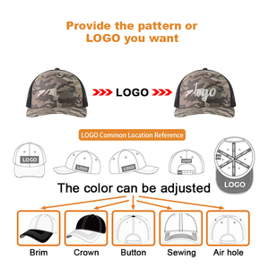 Gorra de Camionero de 6 Paneles con Malla y Parche Bordado de Camuflaje Personalizado, Etiqueta de Cuero de Camuflaje, Casquette, Gorras - Product Image 4