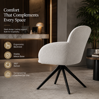 Chaise de salle à manger pivotante Premium Boucle, dossier haut arrondi, accoudoirs courbes, rotation à 360° °   Base rotative de qualité commerciale pour hôtels et restaurants