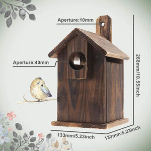 Rustik asılı bahçe ülke evler evi kuş evi dış kutup ile ahşap açık ahşap kuş yuvası - Product Image 2