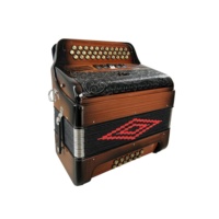 Accordéon professionnel SEASOUND à 34 boutons, 12 basses, 5 registres, instrument JB3412D, corps en bois flammé OEM, grille noire, boutons dorés