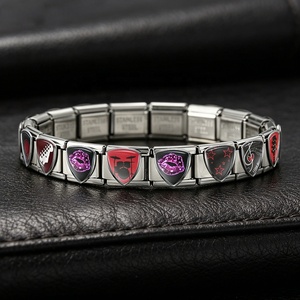 Trendy Custom <b>Personalization</b> Shield Rock Music Elements Italian Charm Link Fit 9mm Bracelet Making DIY Stainless Steel Jewelry - Product Image 2
