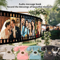 Livre de messages pour invités audio Téléphone rose 32GB Grande mémoire Fournitures de mariage romantique Téléphone d'enregistrement rétro Cadeau de mariage