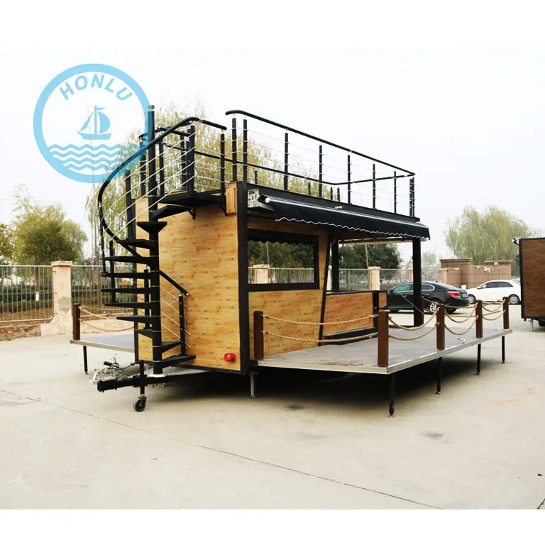 Wangshi — kiosque <span class=keywords><strong>de</strong></span> café en spirale, escaliers, 2 étages, remorque mobile, pour camion alimentaire, cuisine extérieure, à vendre