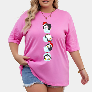 Fornitore all'ingrosso di natale serie magliette stampate in cotone larghe toppe europa America taglie forti per tutte le stagioni t-shirt da <span class=keywords><strong>donna</strong></span> - Product Image 2