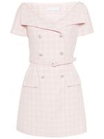 Robe en tweed ornée de luxe personnalisée à manches courtes avec ceintures à la française Mini robe tricotée droite pour filles de carrière pour femmes d'affaires