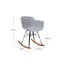 Fauteuil à bascule moderne DHF avec siège en PP, structure en métal thermolaqué et balançoires en bois pour salon et salle à manger