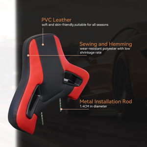 Reposacabezas Universal para Asiento de Carreras, PVC Rojo y Negro, Diseño Ajustable de Alta Velocidad para Asientos de Autos Deportivos - Product Image 4