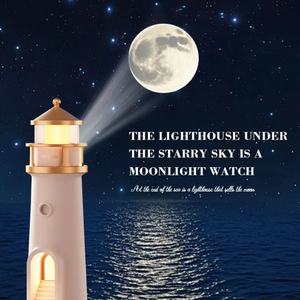 Lampe d'ambiance 2025 Moonlight Lighthouse, rechargeable, à détection de mouvement, projection lunaire LED, veilleuses à intensité variable - Product Image 2
