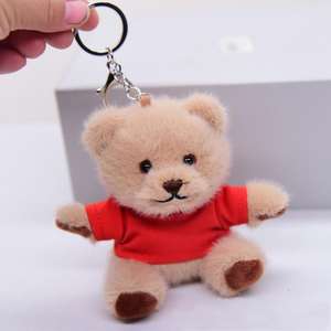 Groothandel kleine mini teddybeer hanger met logo shirt pluche pop rugzak decoratie gepersonaliseerd cadeau - Product Image 5