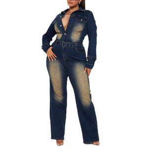 Feienrui <span class=keywords><strong>combinaison</strong></span> en <span class=keywords><strong>jean</strong></span> européenne et américaine <span class=keywords><strong>combinaison</strong></span> taille femme <span class=keywords><strong>combinaison</strong></span> rétro lavé à manches longues <span class=keywords><strong>combinaison</strong></span> - Product Image 6