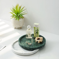 Plateau de vanité rond en marbre naturel, plateau organisateur de cosmétiques et de bijoux en pierre pour comptoir de salle de bain