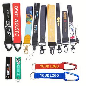 Dragonne courte personnalisée en polyester avec mousqueton et logo imprimé - Product Image 1