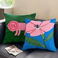 Housse de coussin à imprimé animalier fantaisie style dessin animé, décoration artistique rétro pour canapé et maison