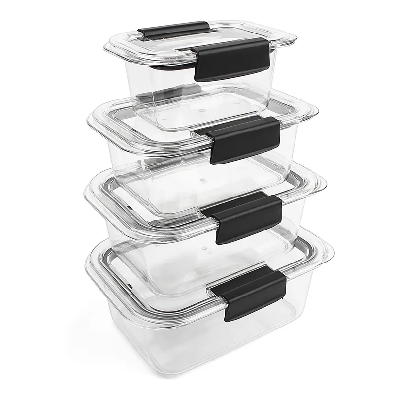 Custom Clear Plastic Kids Opslag Lunchbox Pantry Koelkast Keuken Luchtdichte Opslag Van Voedsel Container Set Met Deksel