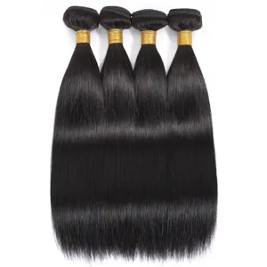 Extensiones de cabello humano brasileño liso de 8-40 pulgadas, extensiones de cabello negro con cutícula sin procesar