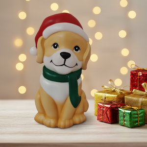BOHUI 9-Inch Battery-Operated Eco-Friendly <b>Plastic</b> Christmas <b>Animal</b> Dog Ornament with LED Lights for Indoor Living Room Decor - Product Image 1