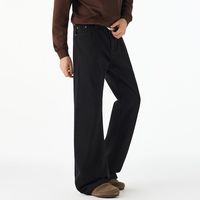 Pantalon en jean noir coupe droite de haute qualité - Pantalon tendance homme automne/hiver - Pantalon décontracté ample style streetwear américain