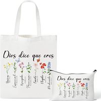 Hadiah Kristen Spanyol untuk Wanita - Tas Kanvas Ayat Alkitab, Tas Makeup, Hadiah Religius Spiritual yang Inspiratif