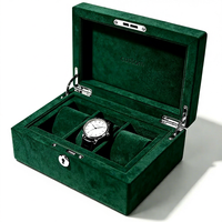 Boîte de rangement pour montres de qualité supérieure, personnalisée, verte, à 3 emplacements, doublée de velours, avec logo personnalisé pour les collectionneurs de montres