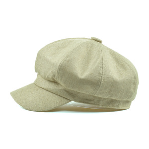 Sombrero octogonal de cáñamo de algodón fino Boina con lengua de pato de color sólido - Product Image 3