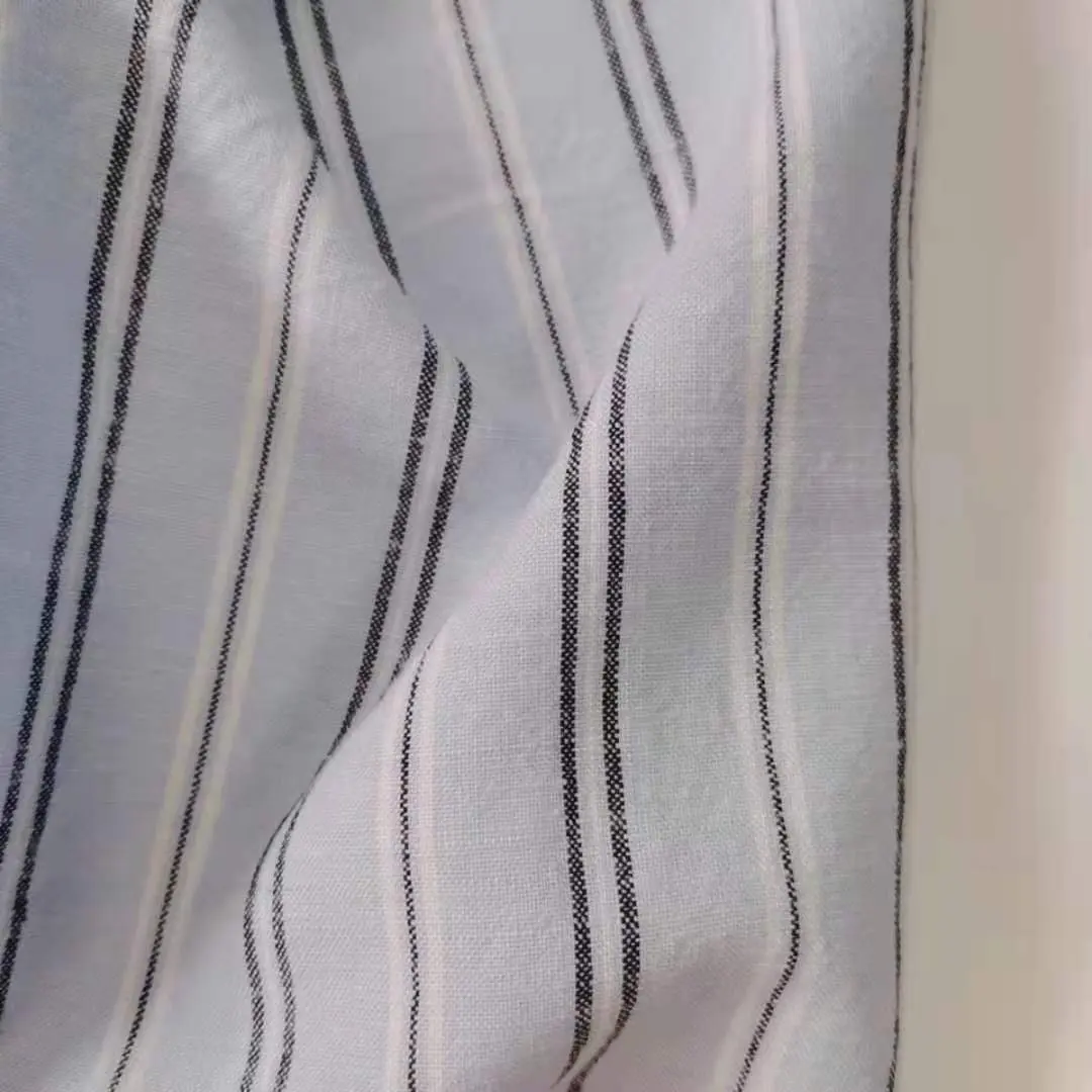 Wholesale Yarn Dyed Stripes Plaids Woven Fabric Linen Rayon Viscose Fabric for Shirts Dress Pants
