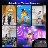 Cámara de Conferencia Tenveo VX20M NDI 4K AI 20X y Controlador de Teclado IP KB200MAX con Pantalla LCD de 5'' y Joystick 4D, Sistema de Conferencia