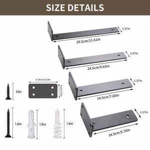 Soportes de Pared Flotantes <span class=keywords><strong>Invisibles</strong></span> Personalizados de 8x6x4 Pulgadas, Forma de L, Metal Negro con Recubrimiento en Polvo, 5mm de Grosor, para Muebles del Hogar - Product Image 4